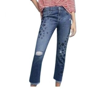 Pilcro Boyfriend Jeans Black Star Print Slim Fit Denim Pants Anthropologie